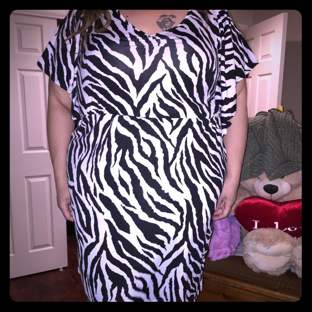Knee length zebra print dress